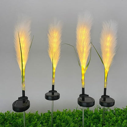 Solar Garden Lights, 2 Pack Solar Fluffy Reed Decorative Lights Outdoor IP65 Waterproof Landscape Decoration Lights, Yard, Pathway, Parties, Warm White