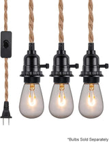 Fantado Jute Rope Triple Socket Black Pendant Light Lamp Cord for Lanterns, Switch, 19 FT by PaperLanternStore | Lumora