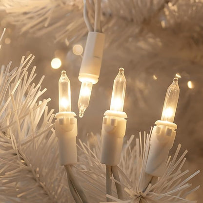 Novelty Lights 50 Feet 100 Bulb Incandescent Mini Light String, Frosted with 6-Inch Spacing on White Wire, UL Listed Commercial Grade Indoor/Outdoor Mini Lights, Connectable End-to-End