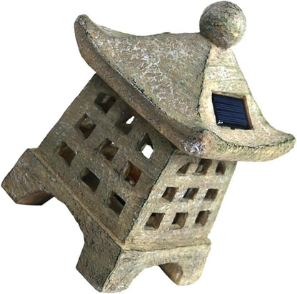 NUOBESTY Solar Outdoor Pagoda Light Waterproof Resin Garden Decoration 2-Pack Solar Pathway Lights for Landscape and Patio Japanese Style Statue LED Lighting