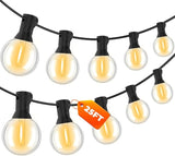 25FT G40 Outdoor String Lights, Waterproof Patio String Lights with 12 Plastic Bulbs, Shatterproof Outdoor Lighting | Lumora