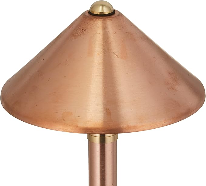VOLT Conehead 12V Copper Mini Path Light (7" Shade, 15" Tall) for Low Voltage Landscape Lighting on Outdoor Pathway, Walkway, Garden, Driveway or Patio