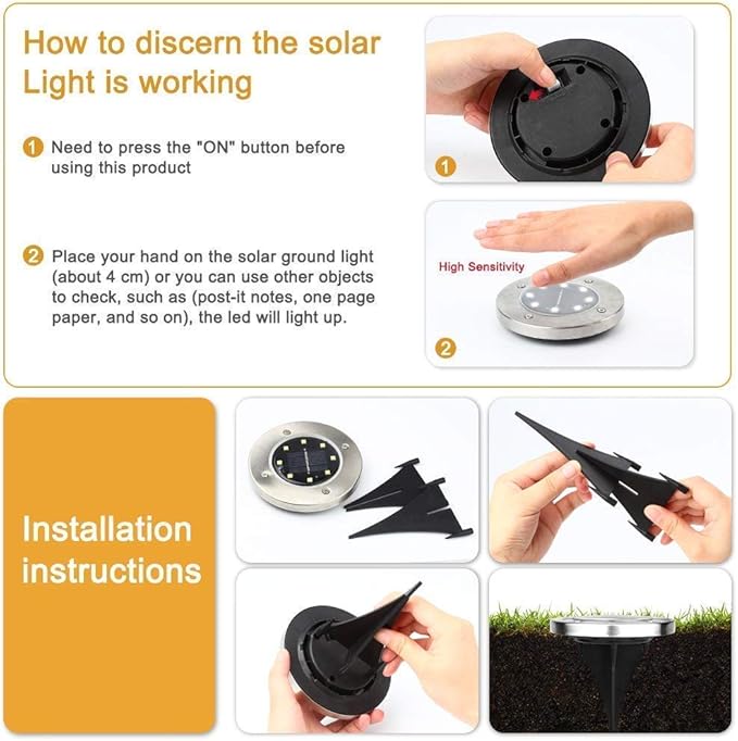 Aogist Solar Ground Lights, 8 LED Garden Disk Lights In-Ground Outdoor Landscape Lighting for Lawn Patio Pathway | Lumora