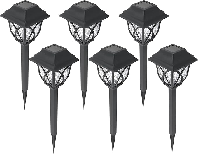 6 Pack Solar Lights Outdoor for Garden Pathway Walkway Driveway Yard Lawn Landscape Lighting (Warm White)
