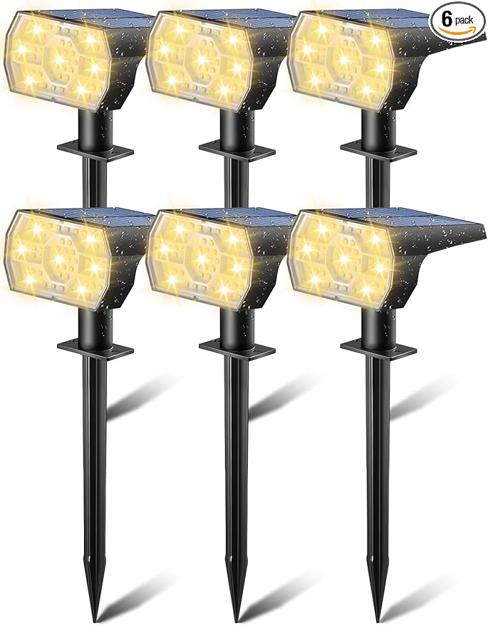 Kaxiida Solar Lights Outdoor Waterproof IP68, 3 Lighting Models Solar Powered Spot Lights Outdoor, 56LED Light Dusk | Lumora