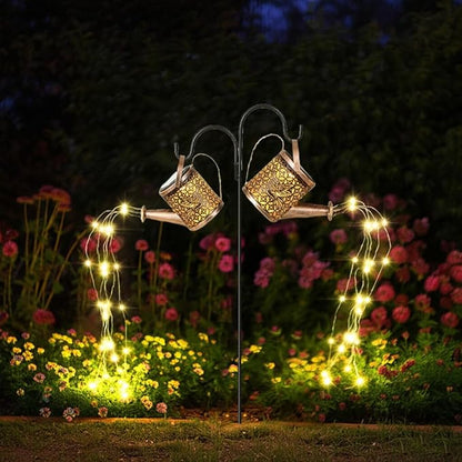 Solar Watering Can Lights Outdoor Garden Decor, Waterproof Landscape Light One Pole Two Lights Outside Decorations for Lawn Backyard Patio Chrismas Gardening Gifts