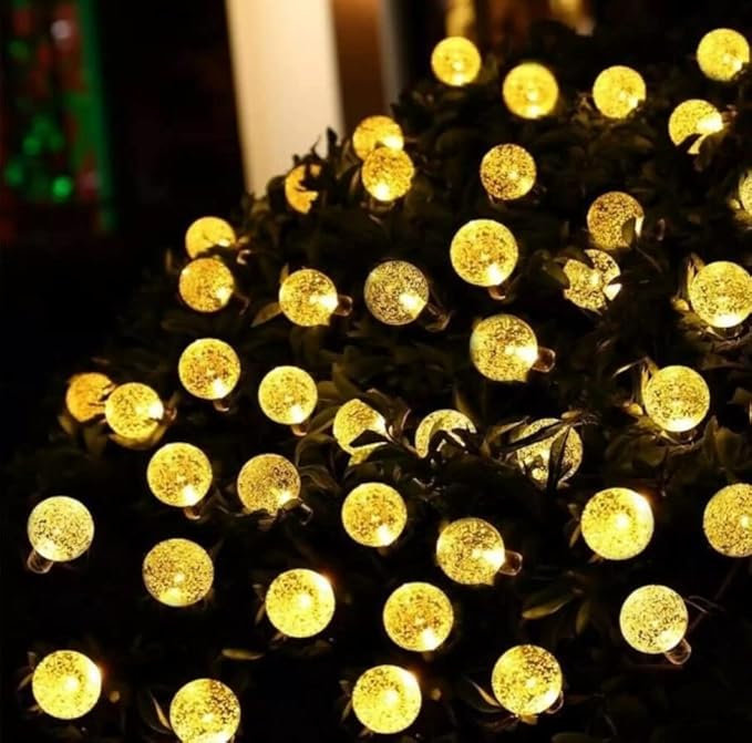 Lezonic Solar String Lights Outdoor Waterproof,50LED Solar Crystal Globe Lights,8 Mode 7M/24Ft Outdoor Solar Powered String Lights for Garden,Patio Yard,Christmas,Parties,Wedding(Warm White)