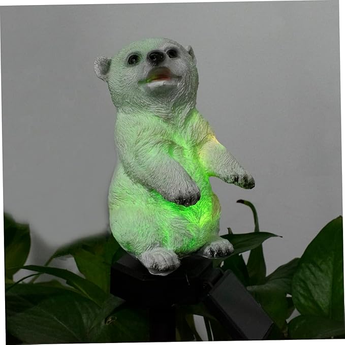Uonlytech Solar Led Polar Bear Lawn Light Colorful Garden Lamp for Outdoor Landscape Decoration Automatic Night Lighting for Pathways Flowerbeds and Walkways