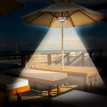 Rechargeable Warm White Umbrella Light 2 Brightness Mode Cordless 36 LED- 3 x AA Battery Operated,Umbrella Pole Light for Patio Umbrellas,Camping Tents or Outdoor Use (Rechargeable Warm White)