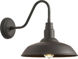 14in Dome Outdoor Gooseneck Lights for Barn, Dark Bronze Exterior Farmhouse Light Fixture with Wall Mount, Outside | Lumora