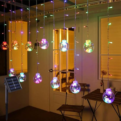 Solar Wishing Ball Fairy Curtain Lights, Waterproof 8 Modes Flashing String Lights with Remote Control for Bedroom, Christmas, Wedding, Party Decoration (Mutlicolor)