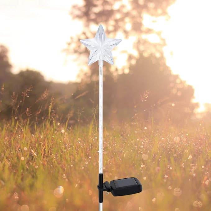 Solar - Sun Moon Star Solar Stake Lights, Outdoor Waterproof, Yard Patio Pathway Decoration (Star)