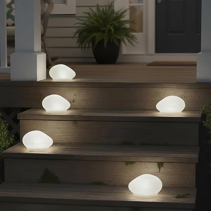 Lakeside Solar White Rock Light Outdoor Decor
