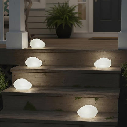 Lakeside Solar White Rock Light Outdoor Decor