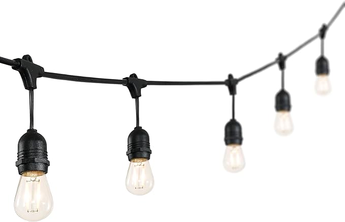 JONATHAN Y JYL8702A 48' Outdoor LED String Lights with 15 S14 Edison Bulbs, Dimmable Weatherproof Commercial Grade | Lumora