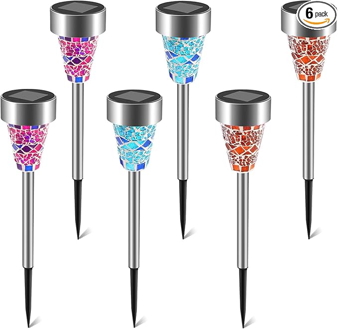 iMounTEK Upgrade Solar Lights Outdoor Decorative-6 Pack Solar Garden Lights Stakes, Flower Bed Decorations Color Lawn Ligh ts, Decor for Path, Waterproof, IP44 Waterproof for Walkway Yard Driveway