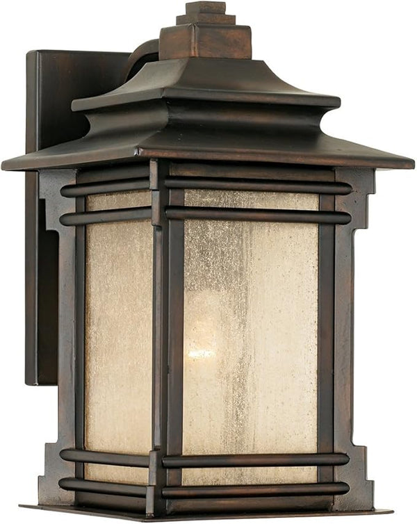 Franklin Iron Works Hickory Point Farmhouse Rustic Mission Outdoor Wall Light Fixture Walnut Bronze 12" Frosted | Lumora