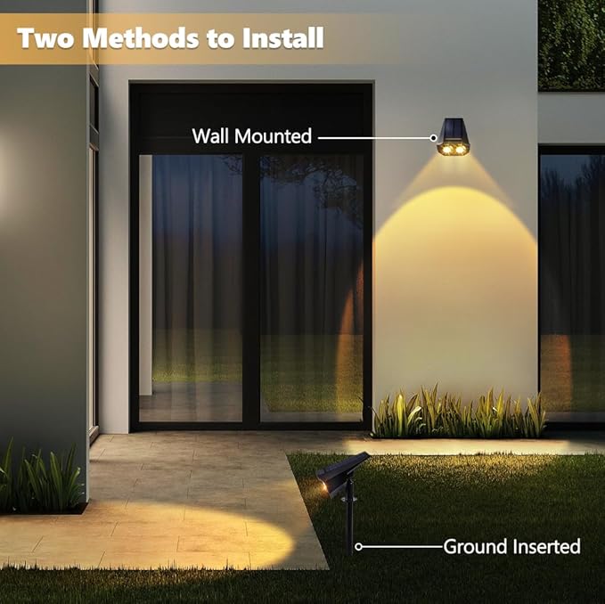 Flacchi Solar Lights Outdoor Waterproof - 2 Lighting Modes Solar Powered Garden Yard Spot Lights for Outside | Lumora