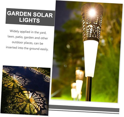 Toyvian 6pcs Solar Cone-Shaped Perforated Ground Stake Lights, Warm Colorful Outdoor Solar Pathway and Garden Landscape Lighting for Yard and Patio Decoration
