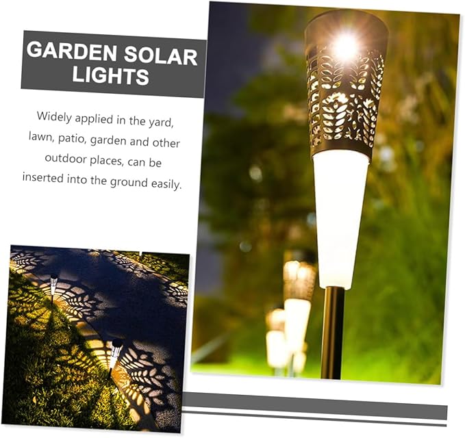 6pcs Solar Garden Pathway Lights, Warm and Colorful LED Outdoor Yard Stake Lamps with Hollow Cone Design, Solar-Powered Courtyard Lawn Decor for Patio and Walkway Lighting
