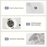 Outdoor Dusk to Dawn Wall Light Exterior Light Fixture Sconce Pure Aluminum Porch Lantern White E26 (Bulb Not | Lumora