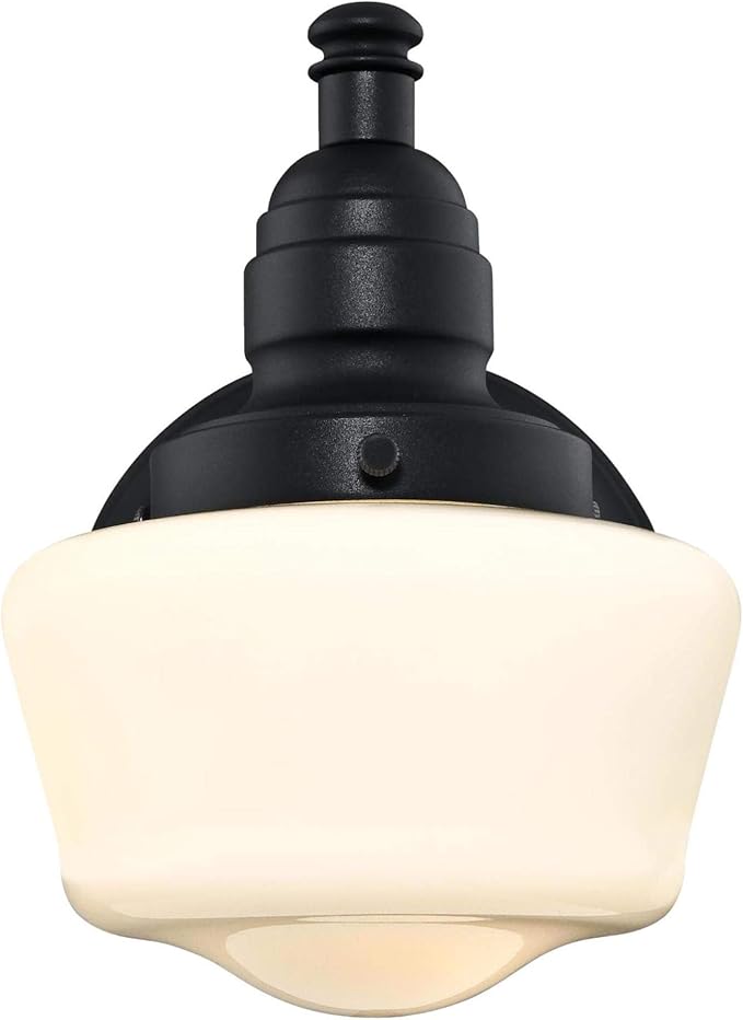 Westinghouse Lighting 6314300 Eddystone One-Light Outdoor Wall Fixture, Textured Black Finish with White Opal Glass
