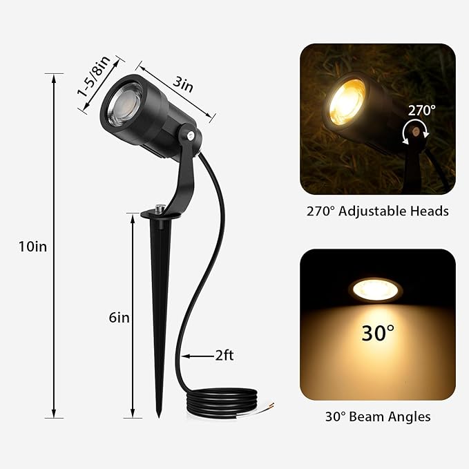 All-in-One Low Voltage Landscape Lighting Kit, 6W 3000K Outdoor LED Landscape Spotlights with 65W Transformer | Lumora