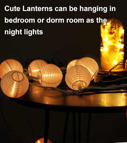 Mini Lantern Lights String Outdoor, TIGOMOOV 3 Inch Globe Lantern String Lights for Bedroom -20CT Connectable White Lights for Wedding Decorations, Patio,Porch,Window Decor