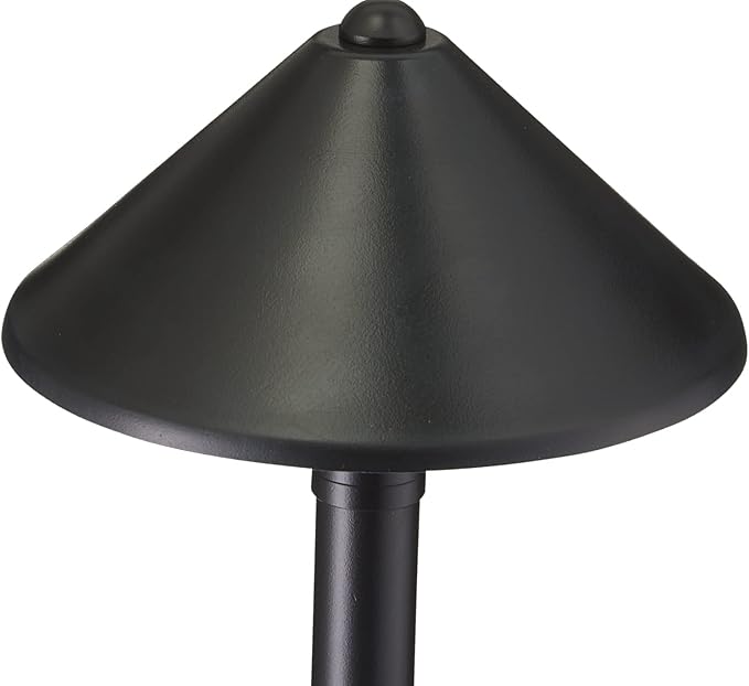 VOLT Conehead 12V Black Brass Path Light (7" Shade, 25" Tall) for Low Voltage Landscape Lighting on Outdoor Pathway, Walkway, Garden, Driveway or Patio