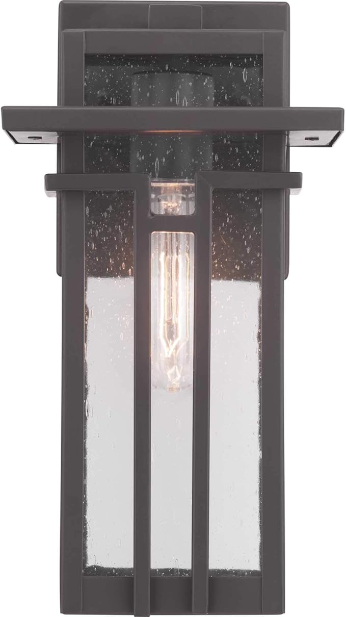 Progress Lighting Boxwood Collection 1-Light Clear Seeded Glass Craftsman Outdoor Small Wall Lantern Light Antique | Lumora