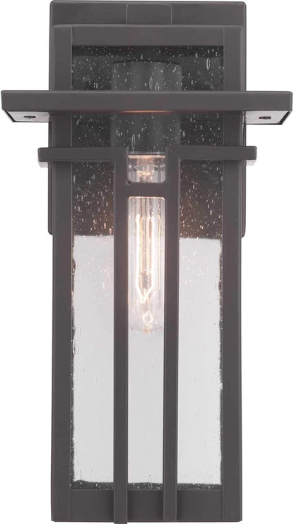 Progress Lighting Boxwood Collection 1-Light Clear Seeded Glass Craftsman Outdoor Small Wall Lantern Light Antique Bronze, 11.75x6.25x6.25