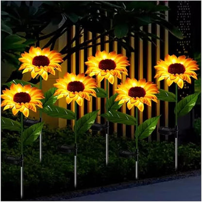 Sunflower Solar Garden Lights, Realistic LED Sunflower Lights Beautiful Solar Waterproof Landscape Decoration Lighting Flower Lights For Pathway Patio Yard Deck Walkway ( Color : Yellow , Size : 10PCS