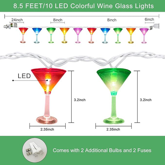 SUNSGNE LED Summer Decorative Indoor String Lights, 8.5ft Margarita Cup Hanging String Lights, Plug in Warm White Fairy Light String for Outdoor Party Birthday Holiday Bistro Bar Decorations