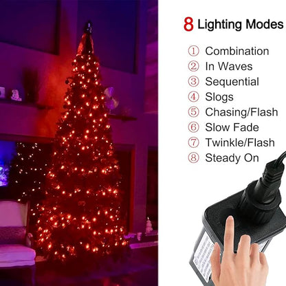Halloween Indoor String Lights Orange - 220 LEDs 82ft/25m Memory Function 8 Modes End-to-End Plug in Outdoor Waterproof Fairy Twinkle Tree Fall Lights for Autumn/Thanksgiving Day/All Saints' Day/Yard