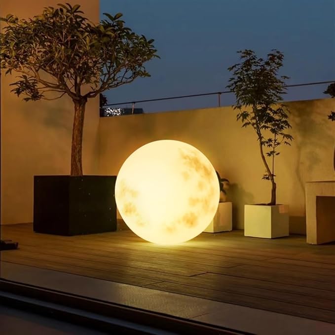 Solar Moon Lamp, Outdoor Solar Lights Decor, Color Changing LED Ball Light, Orb Light for Bar Yard Patio Pool Pathway Nightlight Relax Decoration(Hanging Type,50cm-19.7in)