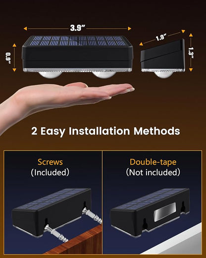 Solar Fence Lights Outdoor Waterproof, 80 Lumens Solar Lights for Fence with Warm White & RGB 8 Colors,Outdoor Solar Light for Deck, Patio, Backyard, Fence, Railing (12-Pack-Black)