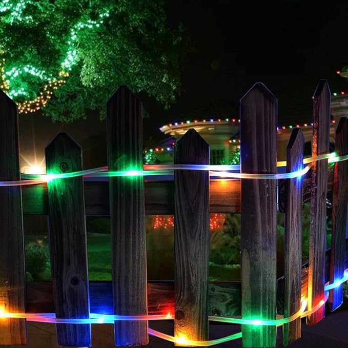 Solar Rope Light 33FT 100L IP65 Weatherproof Outdoor LED Copper Fairy String Tube Lights for Party Garden Porch Yard Home Wedding Vacation Daily Holiday Decoration Lighting(Multi Color)