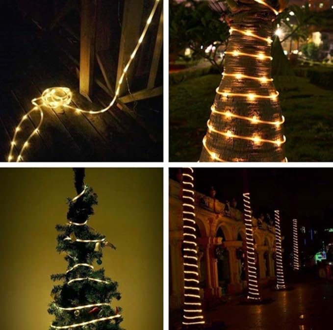 Solar Rope Lights Outdoor, 23ft 50LED Outdoor Rope String Lights Waterproof Copper Tube Wire String Lights for Garden,Yard, Path, Fence, Stairs, Backyard, Patio (Warm White)
