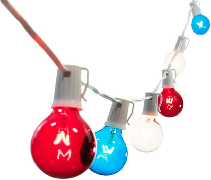 EST. LEE DISPLAY L D 1902 Incandescent Multicolor Red, White, Blue G50 Globe Light Bulbs Transparent Steady E17 Box of 25