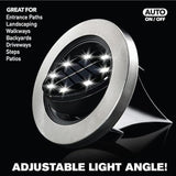 Bell+Howell Swivel Disk Lights Solar-Powered In-ground 8-LED Flat & Landscape Lighting for Outdoor, Yard, Garden & | Lumora