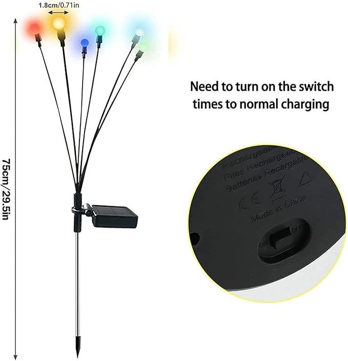 Solar Garden Lights Solar LED String Lights Firefly Solar Lights Outdoor Waterproof Firefly Solar Pathway Lights, Solar Stake Lights Outdoor Garden Decoration Garland Lights Camping Lights Solar Light