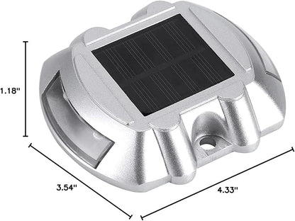 Solar Deck Lights, 3 Pack Pathway Lights Solar Powered Aluminum Stair Lights Driveway Lights Solar Step Lights for Outside Driveway Garden Pathway (Flashing red)