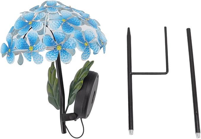 Solar Hydrangea Light, 26 LEDs Lifelike Iron Flower Stake Lamp for Garden Porch Lawn, Outdoor Solar Powered Hydrangea Decorative Lighting for Yard and Garden(Blue)