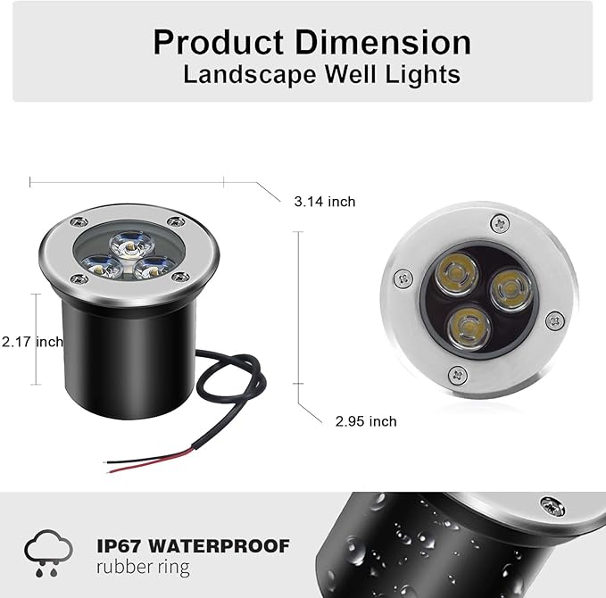 3W Low Voltage Landscape Lighting Well Lights Landscape LED in Ground Waterproof 12V-24V Low Voltage Outdoor in | Lumora