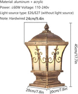 European Style Outdoor Waterproof Post Light Vintage Exterior Wall/Villa Courtyard Column Lamps, Outside Landscape | Lumora