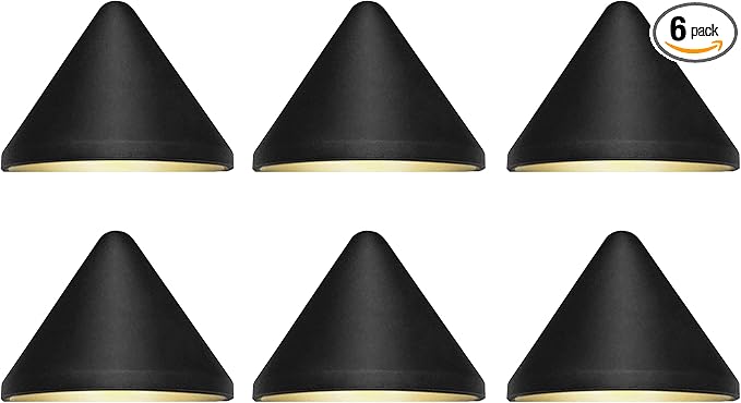 GKOLED Low Voltage 9-15V AC/DC 2W LED Deck Lights, Triangle Landscape Post Fence Light, for Wet Location, Die-cast Aluminum, Accent Lighting Fixtures with Black Powder Coated Finish 6 Pack
