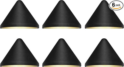 GKOLED Low Voltage 9-15V AC/DC 2W LED Deck Lights, Triangle Landscape Post Fence Light, for Wet Location, Die-cast Aluminum, Accent Lighting Fixtures with Black Powder Coated Finish 6 Pack