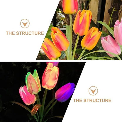 Solar Garden Lights LED Solar Flowers Lights with 5 Tulip for Yard Patio Lawn Pathway Garden Decorations