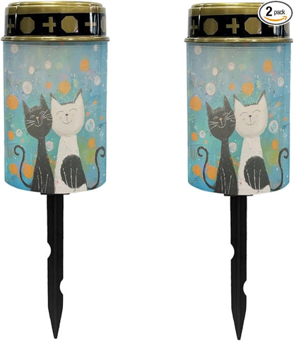 Cartoon Cat Solar Lights Outdoor Solar Garden Stake Lights Outdoor Powered Landscape Lighting Warm White LED Solar Lantern Solar Fairy Lights for Outside,Wall Light Auto On/Off