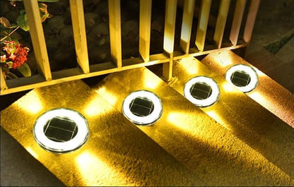 Ulalaza 2Pcs Solar Decking Lights RGB+ Changing Solar Step Lights Outdoor Waterproof Stair Lights for Fence, Deck Patio, Front Door, Stair, Yard & Driveway Path Warm White